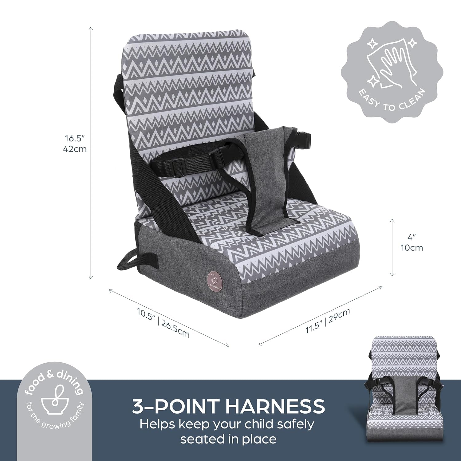 Grab ‘N Go Travel Booster Seat – Portable Toddler High Chair for Dining (6M-5Y) with Storage & Shoulder Strap