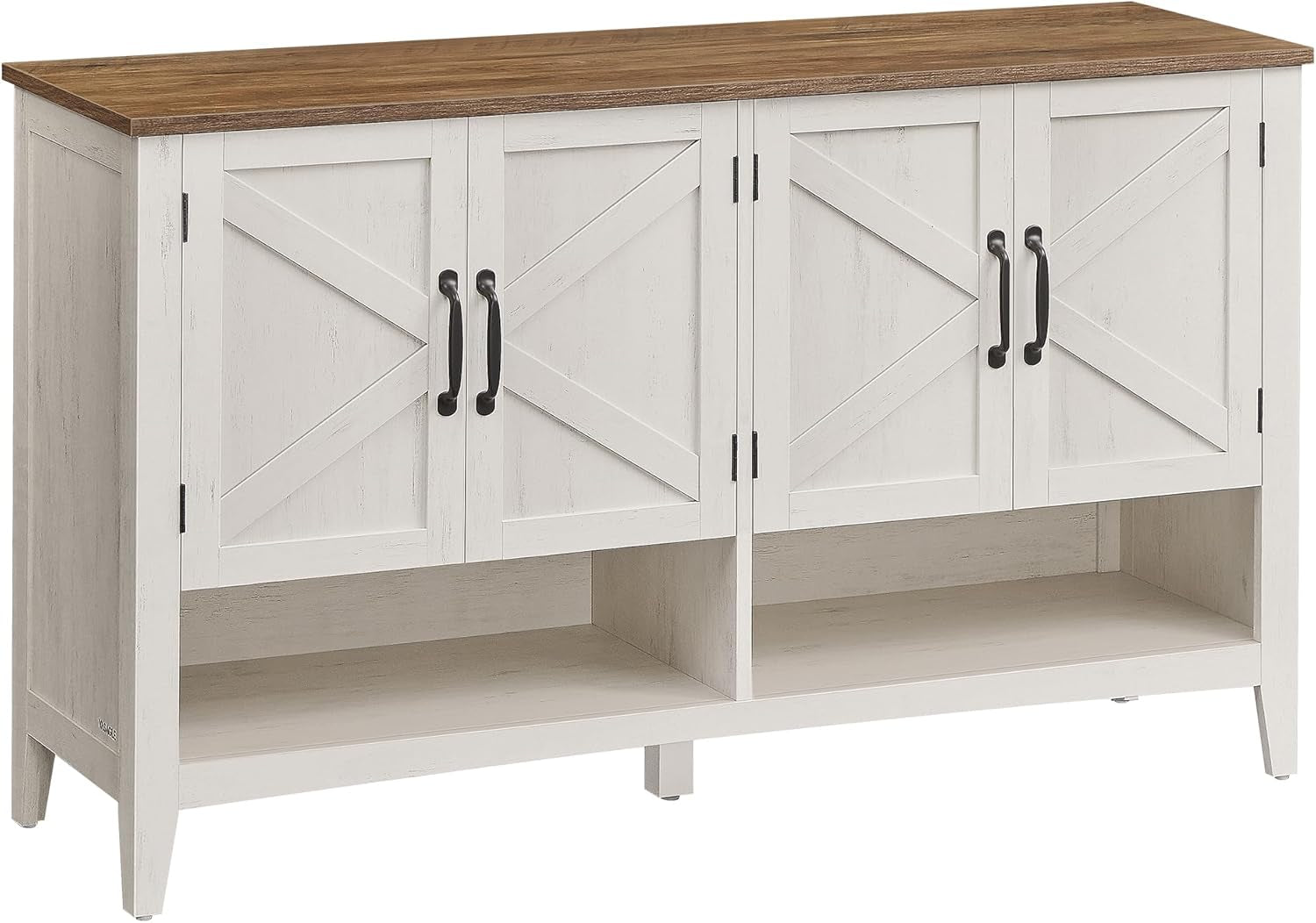 Shoe Cabinet, 3-Tier Shoe Storage Organizer, Farmhouse Freestanding Cabinet with Height-Adjustable Shelf, 13.8 X 47.2 X 27.6 Inches, Entryway, Rustic White ULBC039W01