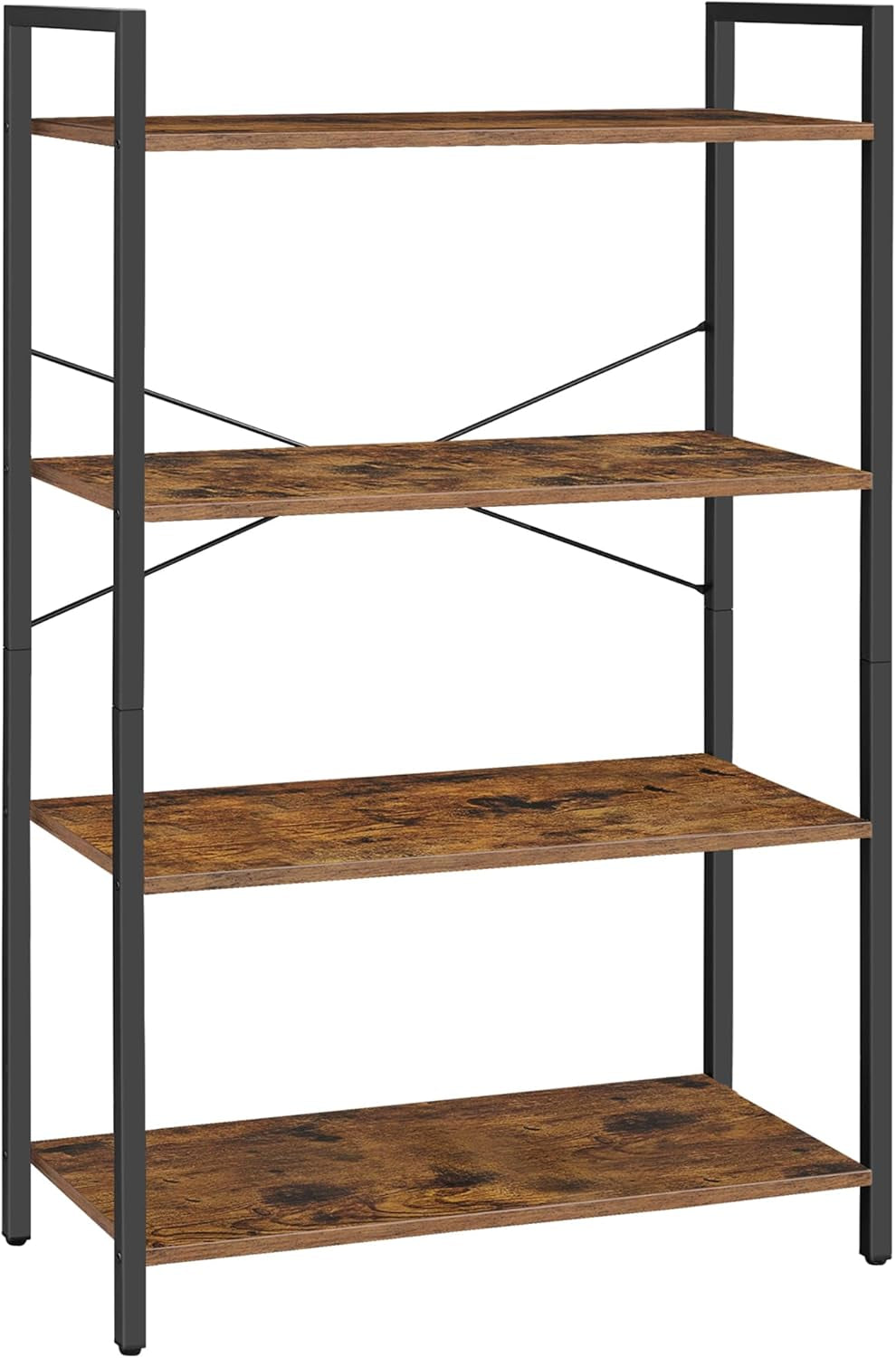 3-Tier Bookshelf, Bookcase with Steel Frame, Book Shelf for Living Room, Home Office, Study, 9.4 X 15.7 X 30.1 Inches, Industrial Style, Rustic Brown and Ink Black ULLS098K02