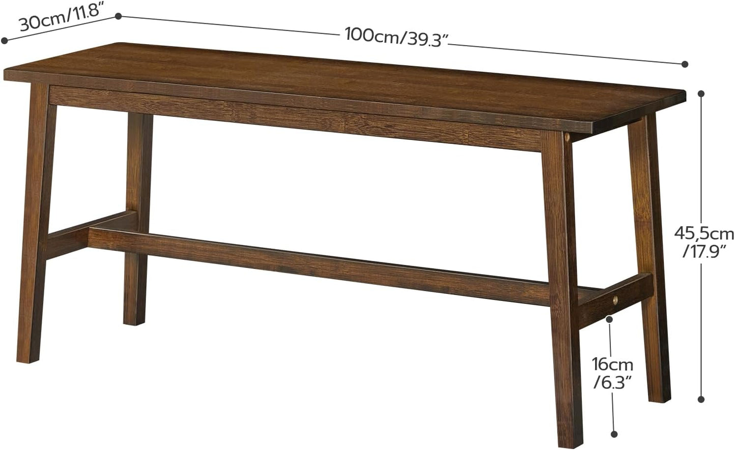 39.3'' Bamboo Dining Bench, Farmhouse Kitchen Table Bench, Kitchen & Living Room Furniture, Easy to Assemble, Sturdy and Stable, Mocha MA03CD01G2