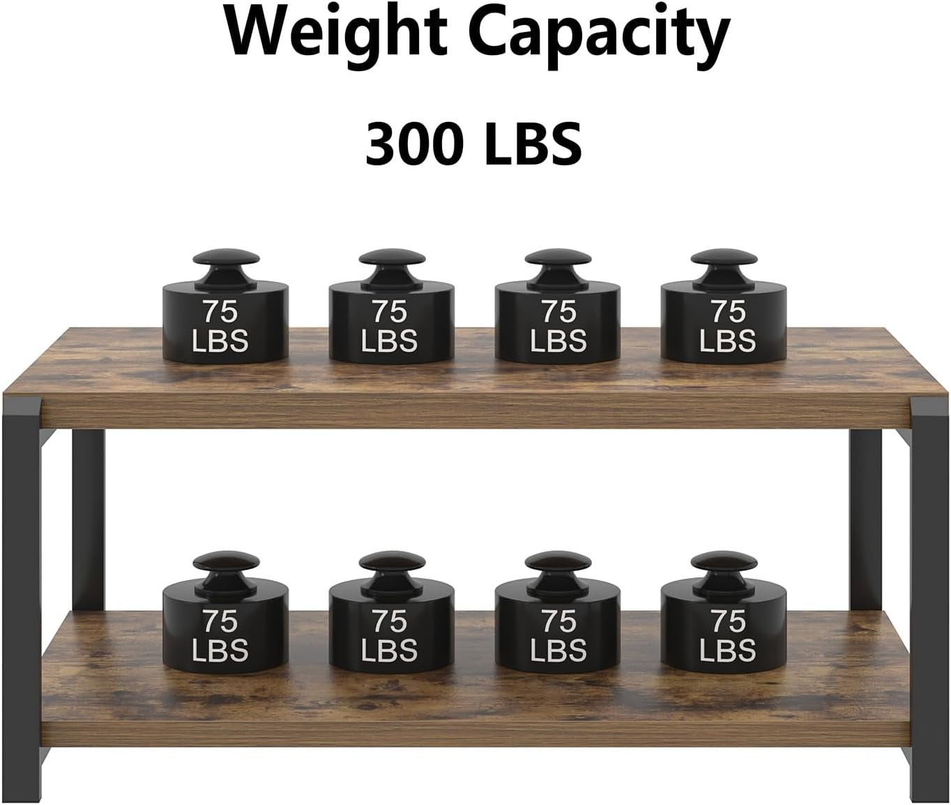 Modern Coffee Table, Industrial Wood and Metal Center Table, Cocktail Tea Tables for Living Room, Rustic Brown