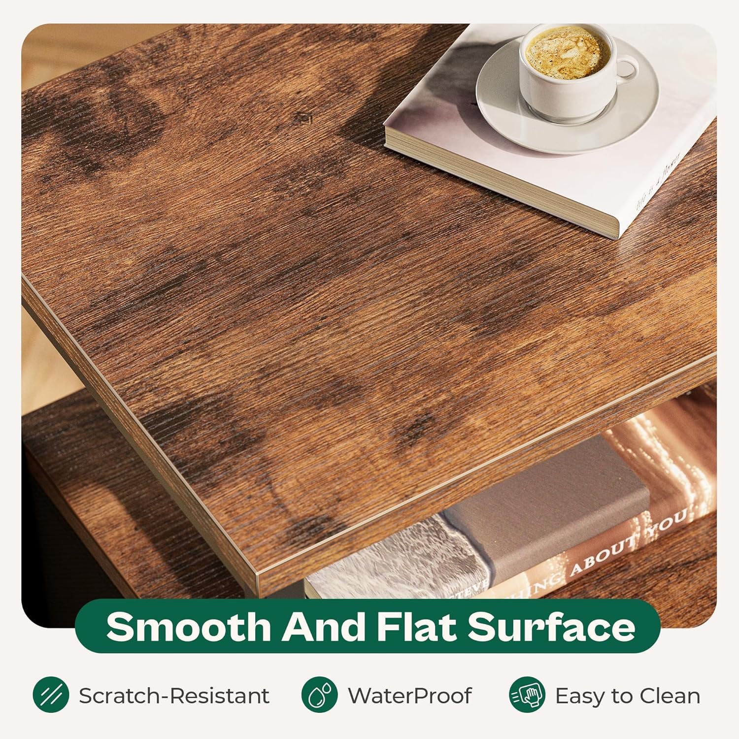 Nightstand Set of 2, Night Stand with Fabric Drawer, Mesh Shelf, Side Table with Storage, Fabric Drawer Dresser, Open Shelf, Metal Frame, Bedroom, Rustic Brown