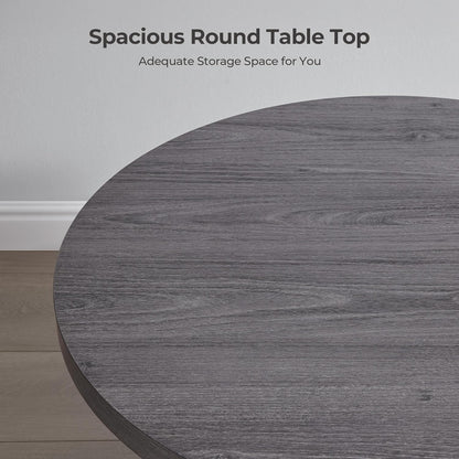 round Coffee Table for Living Room, Mid Century Modern Fluted Center Coffee Table with Storage, 32" Circle Accent Tea Dining Table for Apartment, Dark Grey Alder