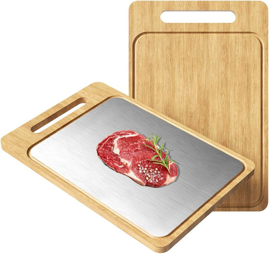 Titanium Cutting Board, Double Sided Titanium/Bamboo Wood Large Chopping Boards with Juice Groove Cutting Pads for Meat, Vegetables and Fruits