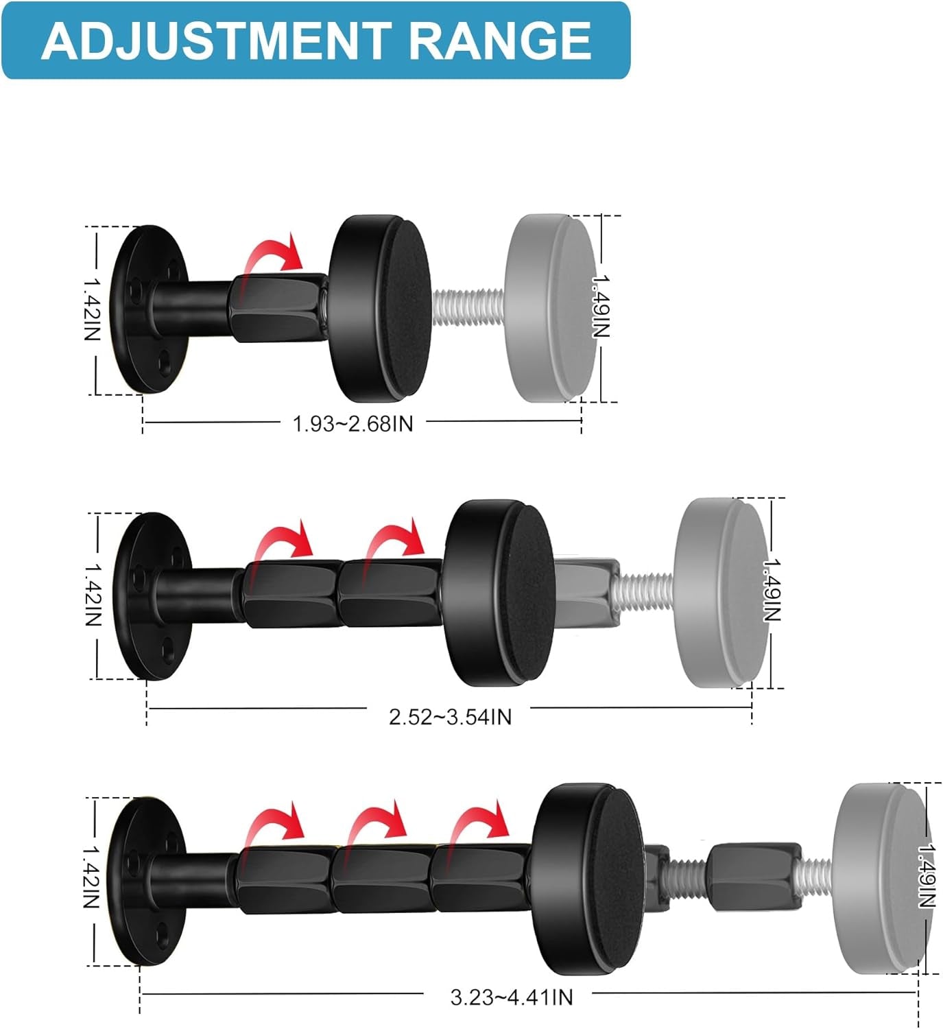 4PC Black Headboard Stoppers for Wall，Adjustable Bed Frame Anti-Shake Tool, Stop Headboard Movement, Protect Walls, Easy to Install(30-112Mm)