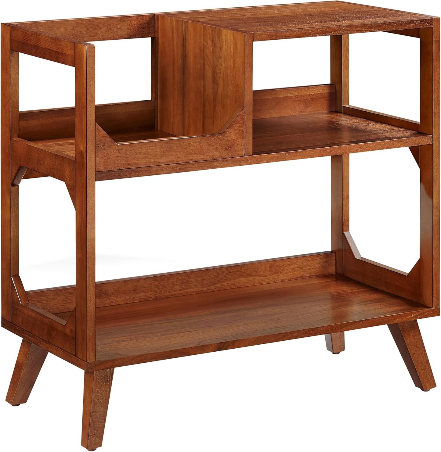 Asheville Mid-Century Modern Media Console Record Player Stand, Storage for Vinyl Records, Medium, Walnut