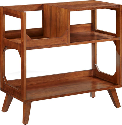 Asheville Mid-Century Modern Media Console Record Player Stand, Storage for Vinyl Records, Medium, Walnut