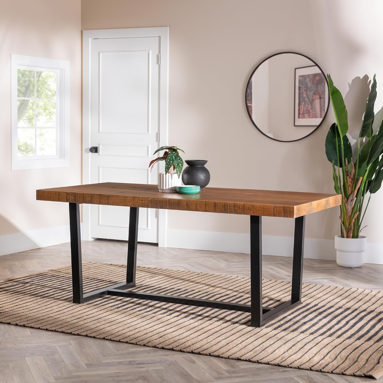 Durango Distressed Solid Wood Dining Table, 72 Inch, Rustic Oak