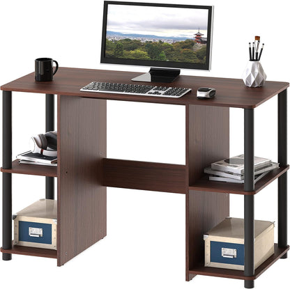 38-Inch Home Office Wood Desk with Double Sided Shelves, Cherry