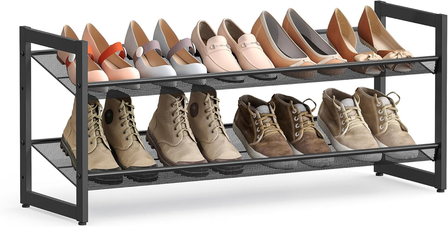 Shoe Rack, 5-Tier Shoe Organizer, Metal Shoe Storage for Garage, Stackable Shoe Shelf, with Adjustable Flat or Angled Shelves, 20-25 Pairs, Bronze ULMR05A