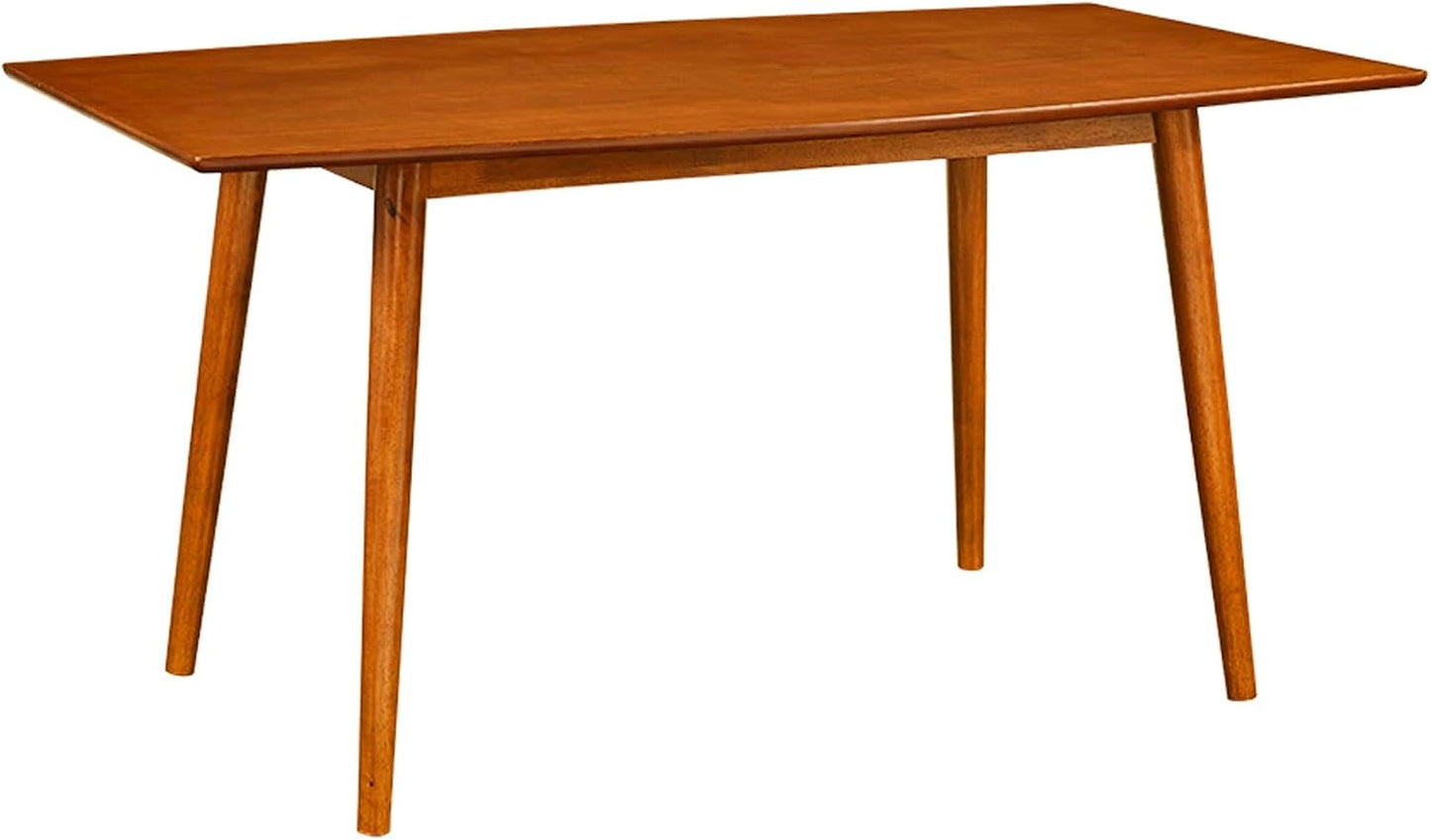 6 Person Mid Century Modern Wood Hairpin Rectangle Dining Room Kitchen Table Set Dining Chairs, 60 Inch, Brown