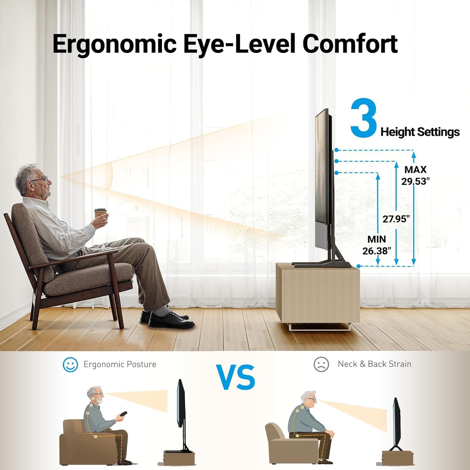 Universal TV Stand Mount for 22-75 Inch Tvs, Height Adjustable Table Top TV Stand, Great Load-Bearing Replacement TV Legs with Tempered Glass Holds up to 110Lbs, Max VESA 800 X 600Mm