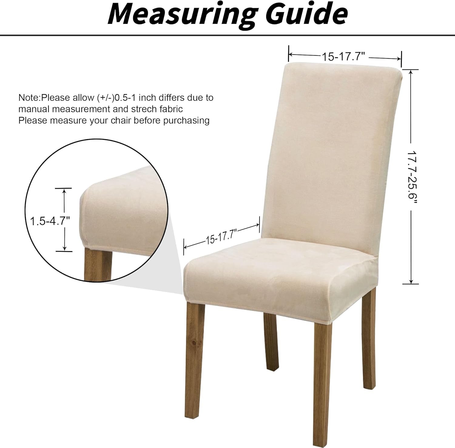 Velvet Dining Chair Covers,Dining Room Chair Covers Set of 4,Stretch Kitchen Chair Cover,Soft Washable Dining Chair Cover,Parsons Chair Slipcovers Protective,For Home,Restaurant,Banquet (Cream)