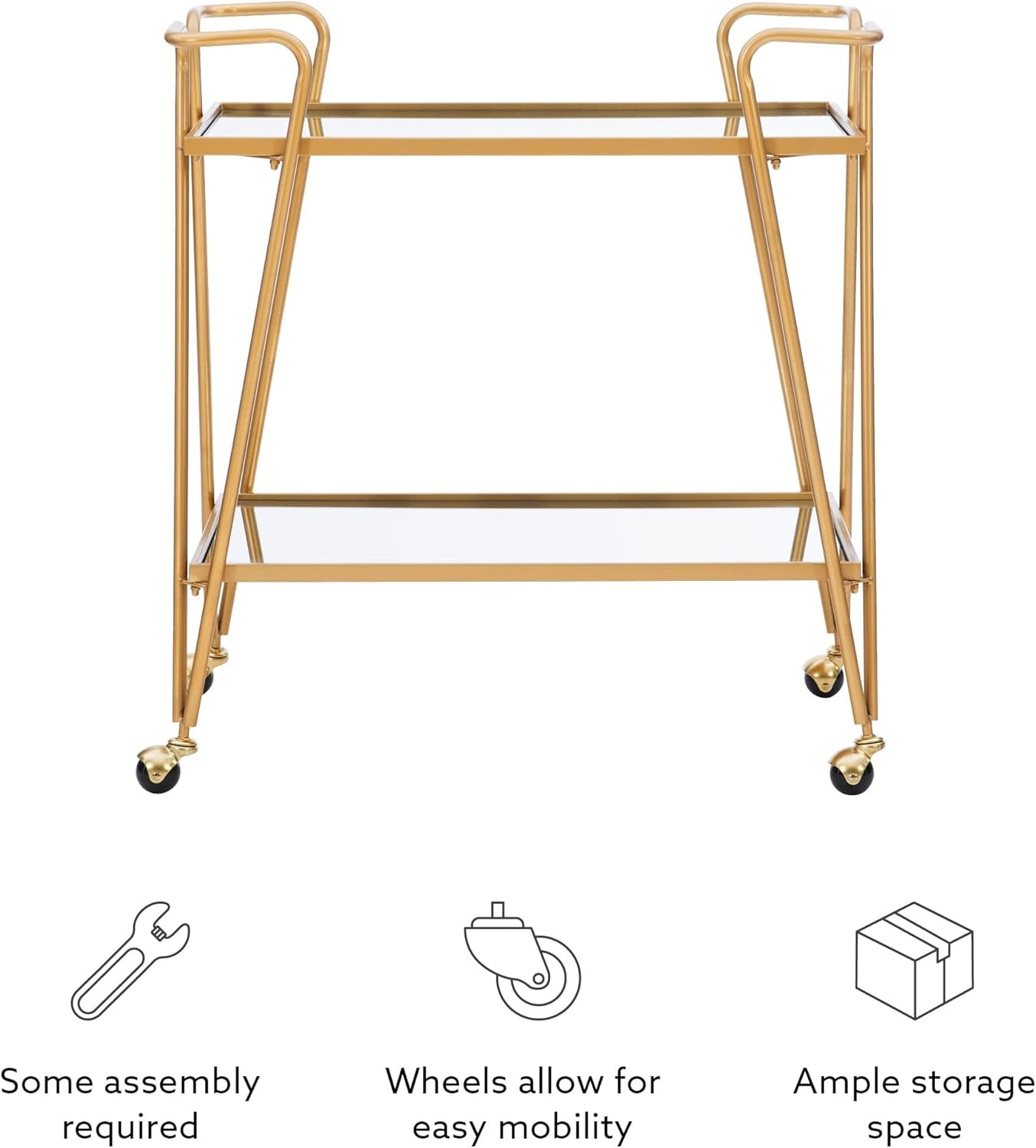 Gina Mid-Century Bar Cart, Gold