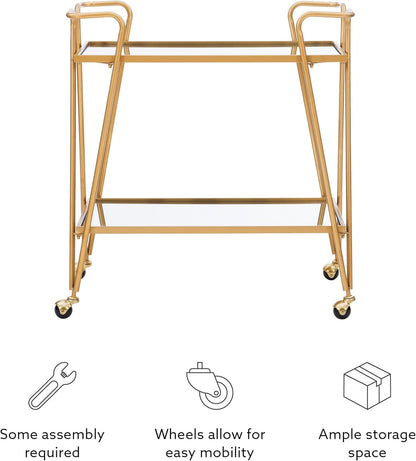 Gina Mid-Century Bar Cart, Gold