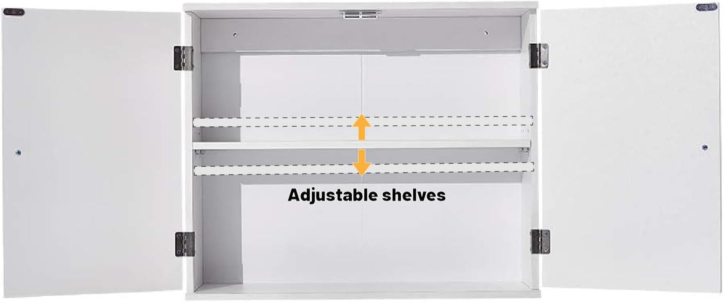 Bathroom Wall Cabinet with 2 Doors, over the Toilet Storage Organizer with Adjustable Shelf, Space Saving Wall Mounted Cabinet Cupboard Unit