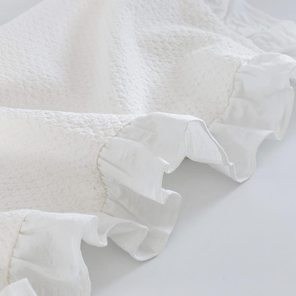 Pillow Shams Set of 2 Pure Cotton Champray Ruffled Edge,Thick and Solid Washed Dobby Heavy Fabric King 20X36 Inches