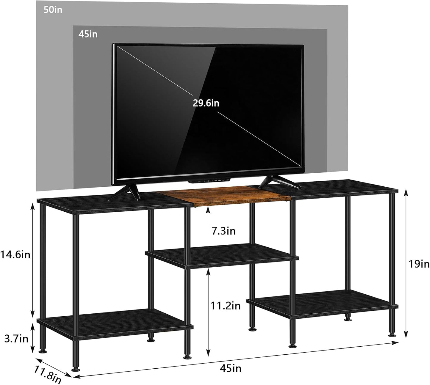 50 Inch TV Stands for Living Room Black Entertainment Center with Storage for 50 43 40 32 Inch TV Console Table for Bedroom Office