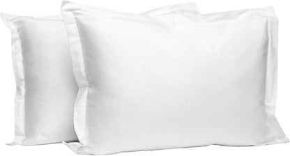 Pure 100% Cotton Pillow Shams King Size Set of 2 White, Luxurious 400 Thread Count Long Staple Cotton Sateen with Envelope Closure (Combed White Cotton Pillow Shams King)