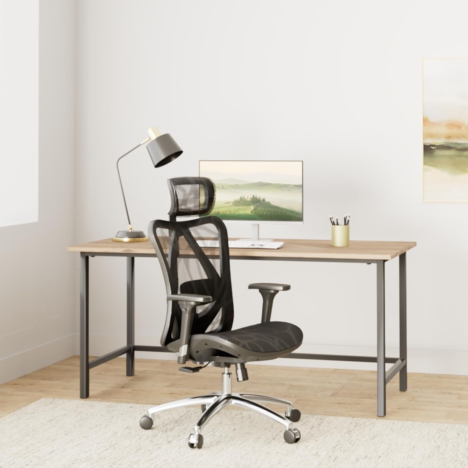 M57 Ergonomic Office Chair with 3 Way Armrests Lumbar Support and Adjustable Headrest High Back with Tilt Function (Black)