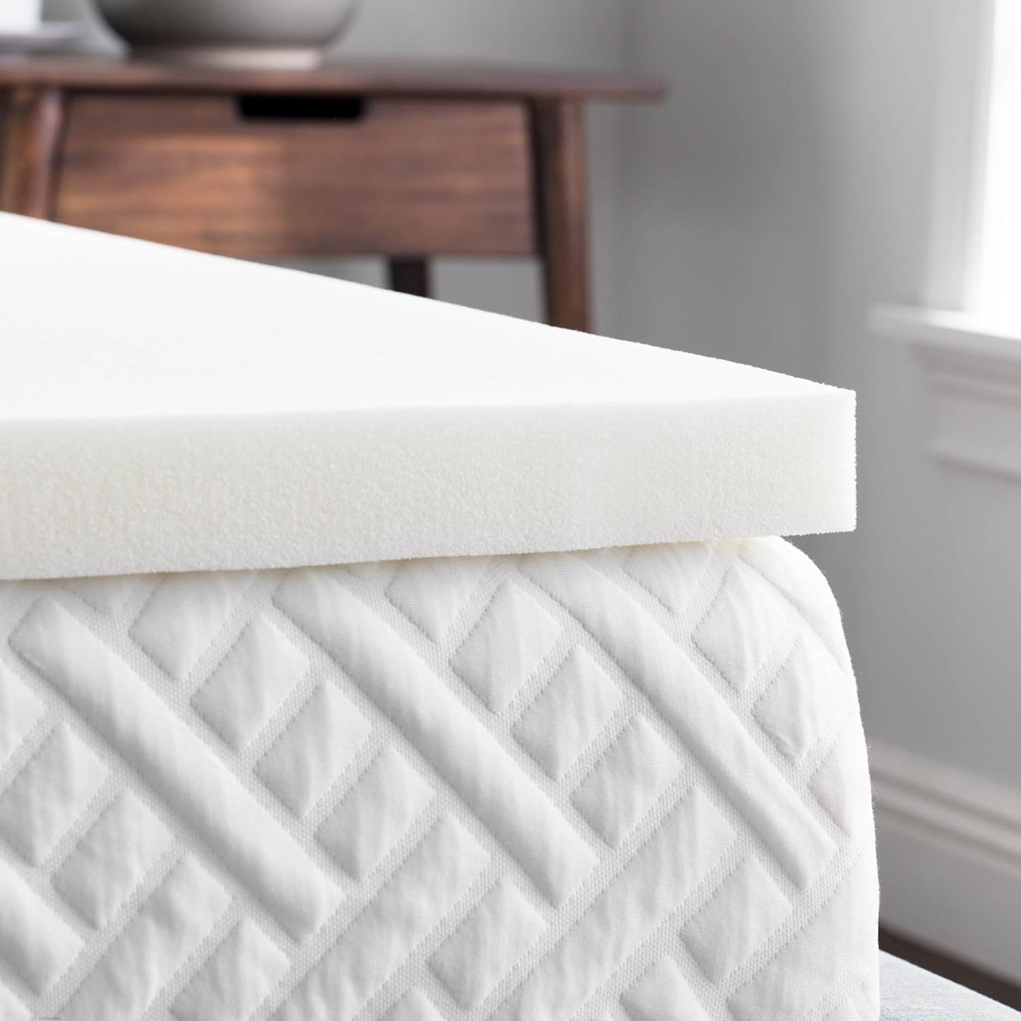 2 Inch Memory Foam Mattress Topper - King,Off White