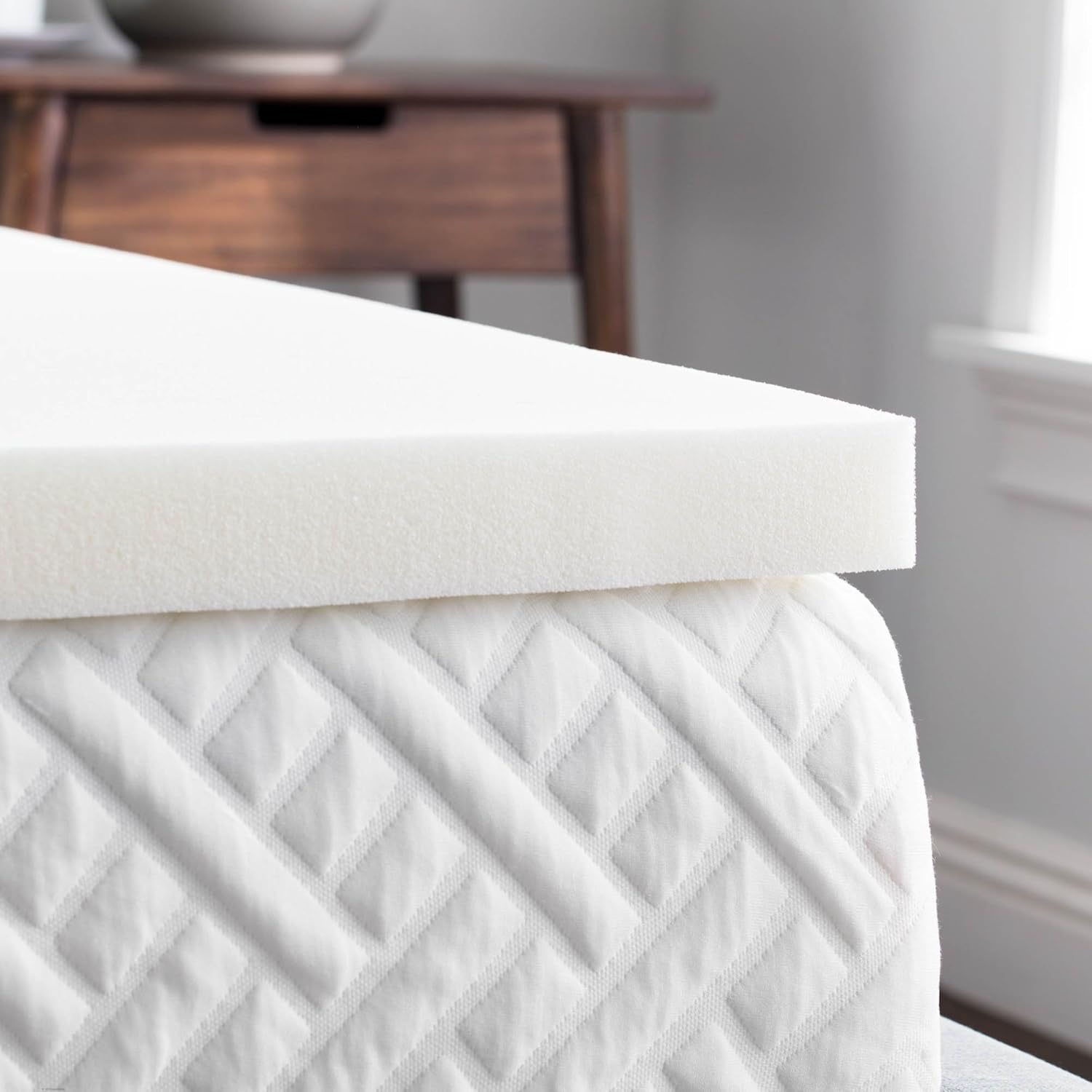 2 Inch Memory Foam Mattress Topper - King,Off White