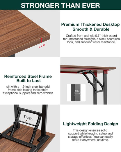 Small Folding Computer Desk – Portable 35.8 Inch Foldable Laptop Table, Collapsible and Compact for Easy Storage and Fast Setup, Lightweight for Small Spaces, Craft and Study Use, Dark Walnut