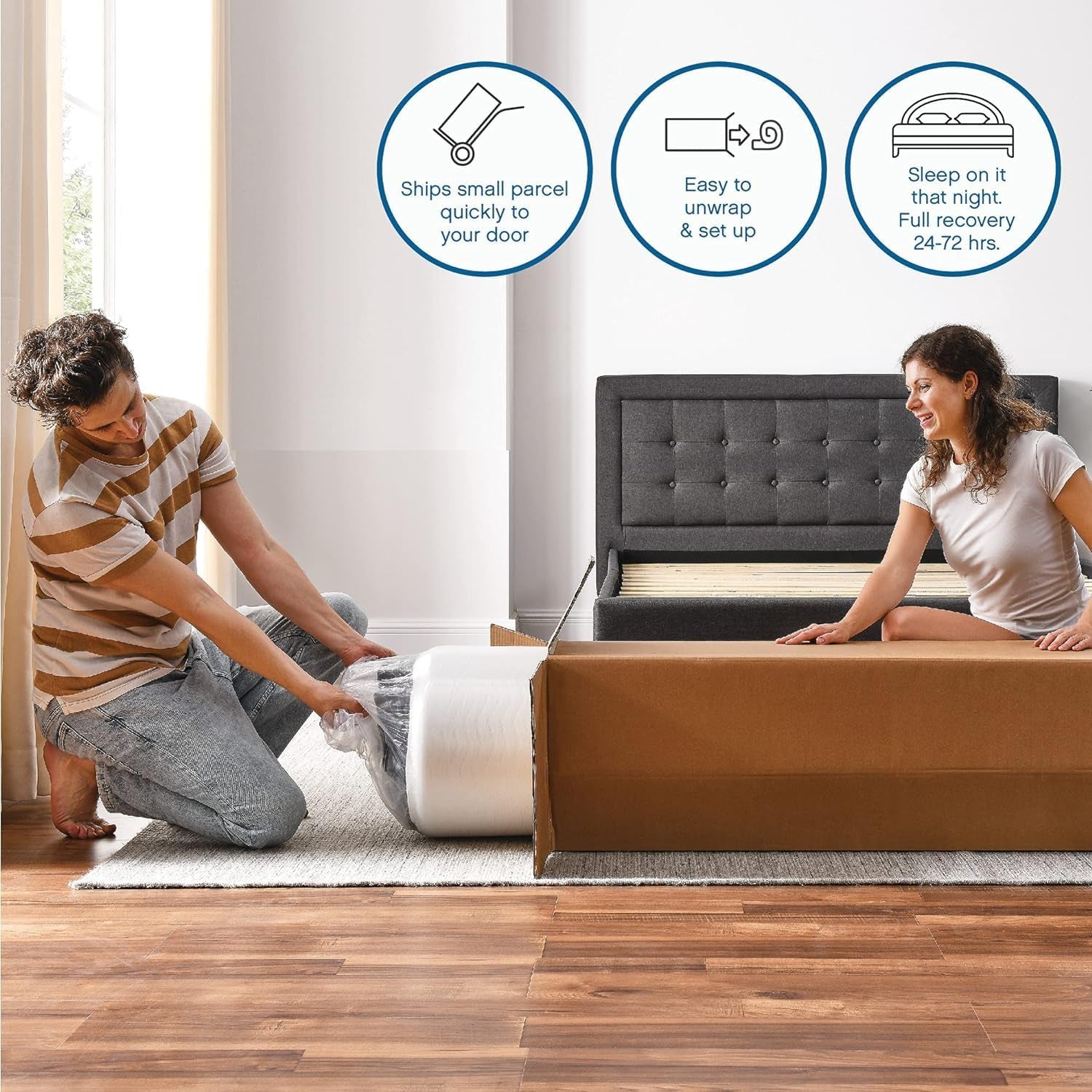12 Inch Queen Memory Foam Mattress Medium Firm, Queen Size Memory Foam Mattress Cooling, Made in the USA, 12" Depth with Pressure Relief, Certipur-Us Certified No Fiberglass, Coolgel Bed