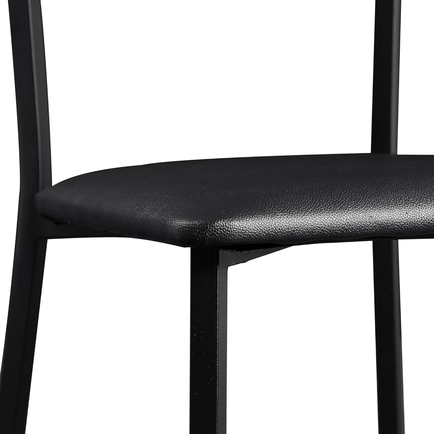 Metal Dining Chair Set of 2, Modern Armless with Cushioned Seat for Kitchen, Living Room, Black