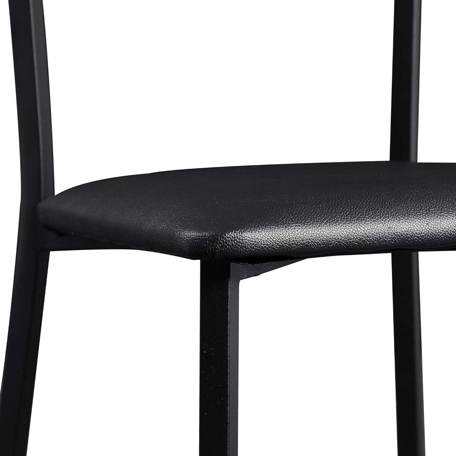 Metal Dining Chair Set of 2, Modern Armless with Cushioned Seat for Kitchen, Living Room, Black
