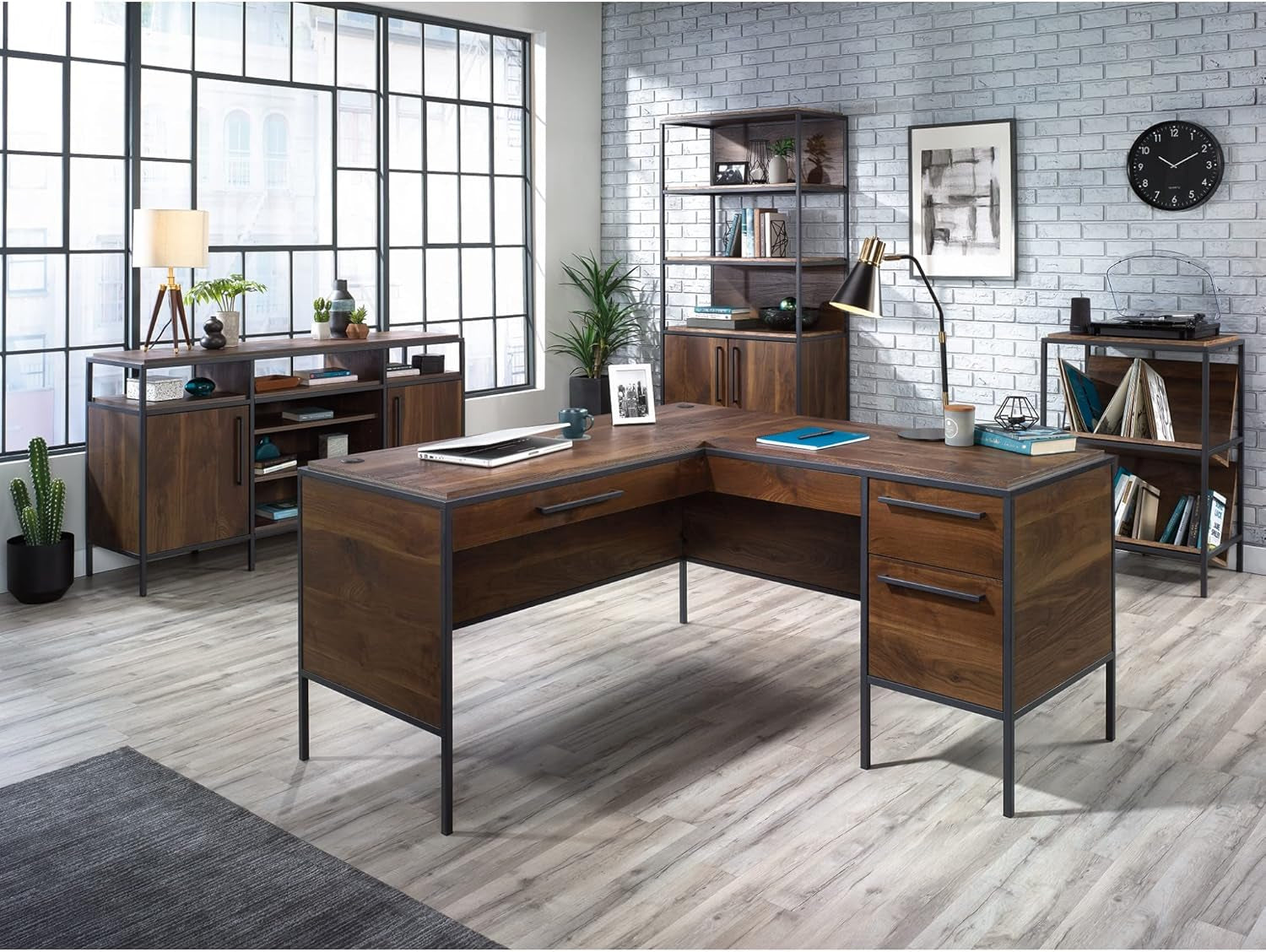 ® Nova Loft 59"W L-Shape Corner Desk, Grand Walnut