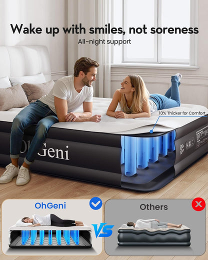 Air Mattress Queen with Built in Pump, 18" Raised Inflatable Blow up Mattress, Upgraded Surface Portable Bed for Home, Camping, Colchone Inflable, Ideal Alternative to a Bed, 1-Pack Only