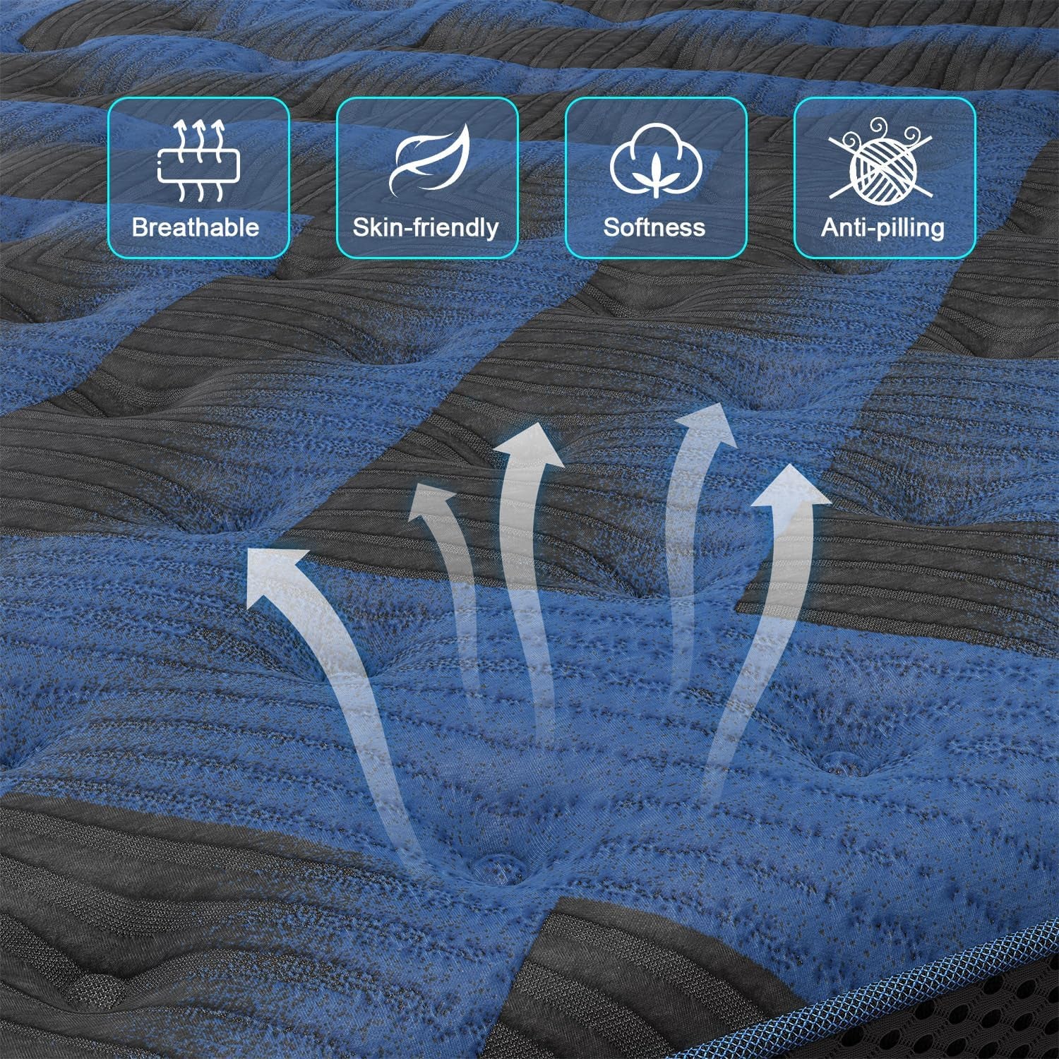 Queen Mattress 14 Inch, Hybrid Mattresses Medium Firm with Gel Memory Foam & Pocketed Coils, Motion Isolation, Certipur-Us Certified, Pressure Relief for Silent Sleep