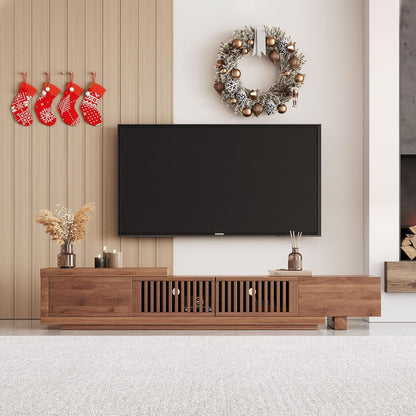 Mid Century Modern TV Stand for 75+ Inch Tvs, Extendable Media Console (78"-103") with Ample Storage - Sleek Walnut Entertainment Center for Living Room
