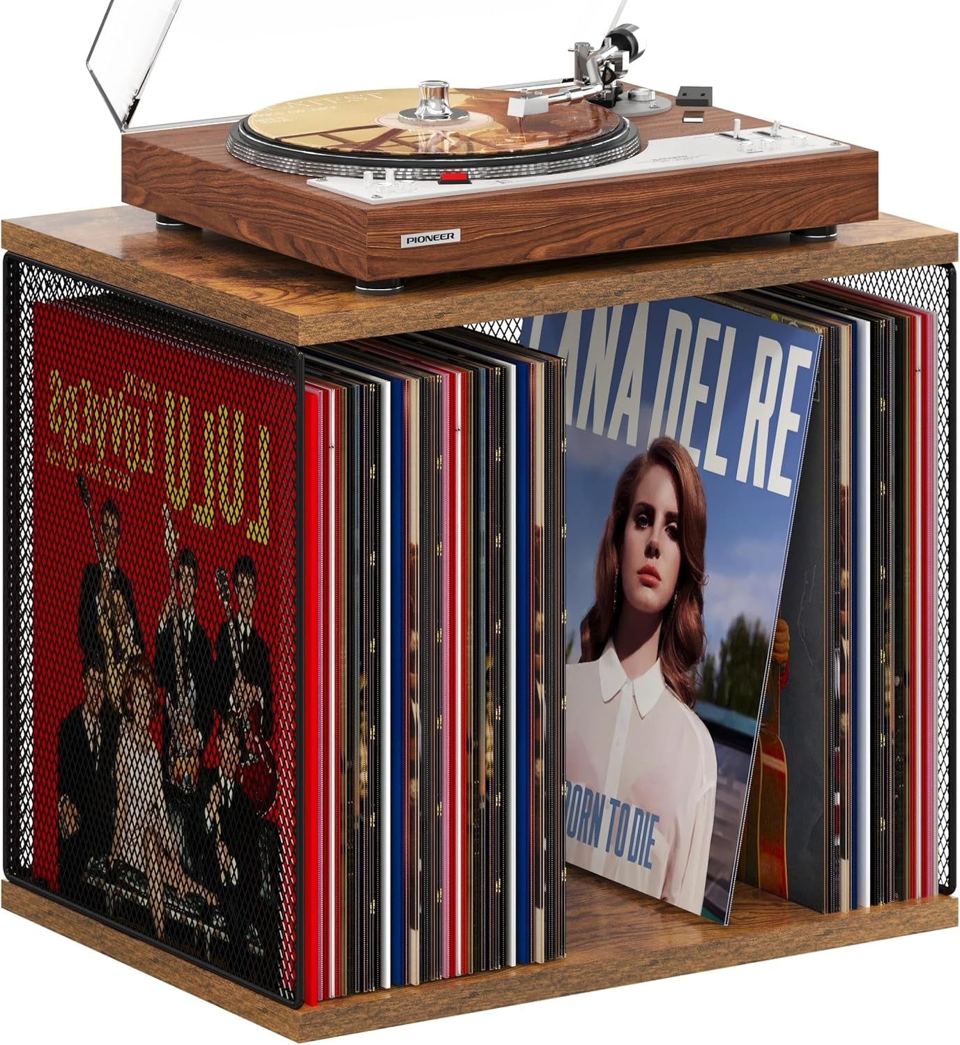 1 Cube Vinyl Record Storage DIY Stackable 80-110 Shelf Visualize Box Cube - Natural Wooden Organizer Crate Cabinet Desktop Storage for Retro Vinyl Record Player