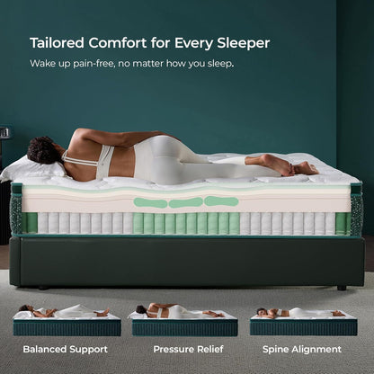 12 Inch King Size Hybrid Mattress in a Box – Medium Firm Memory Foam & Pocket Coils – Cooling Comfort, Motion Isolation & Pressure Relief