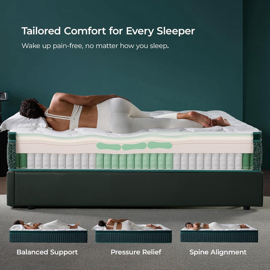 12 Inch King Size Hybrid Mattress in a Box – Medium Firm Memory Foam & Pocket Coils – Cooling Comfort, Motion Isolation & Pressure Relief