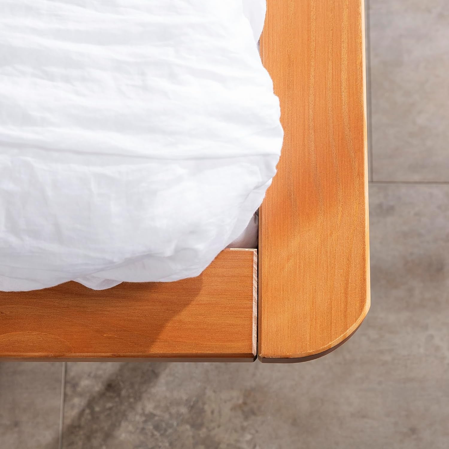 Mid Century Modern Solid Wood Spindle Platform Bed Headboard Footboard Bed Frame Bedroom, Twin, Caramel