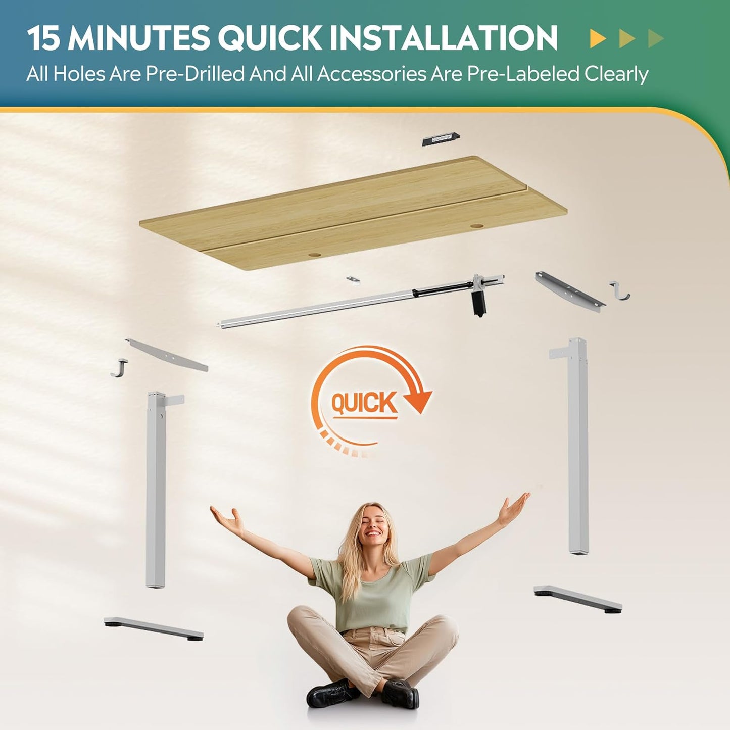 48 Inch Electric Standing Desk, 3 Adjustable Height Stand up Desk for Home Office, Ergonomic Sit to Stand Desk with LED Touchscreen, Headphone Hook, 3 Memory Preset Computer Desk (Maple)