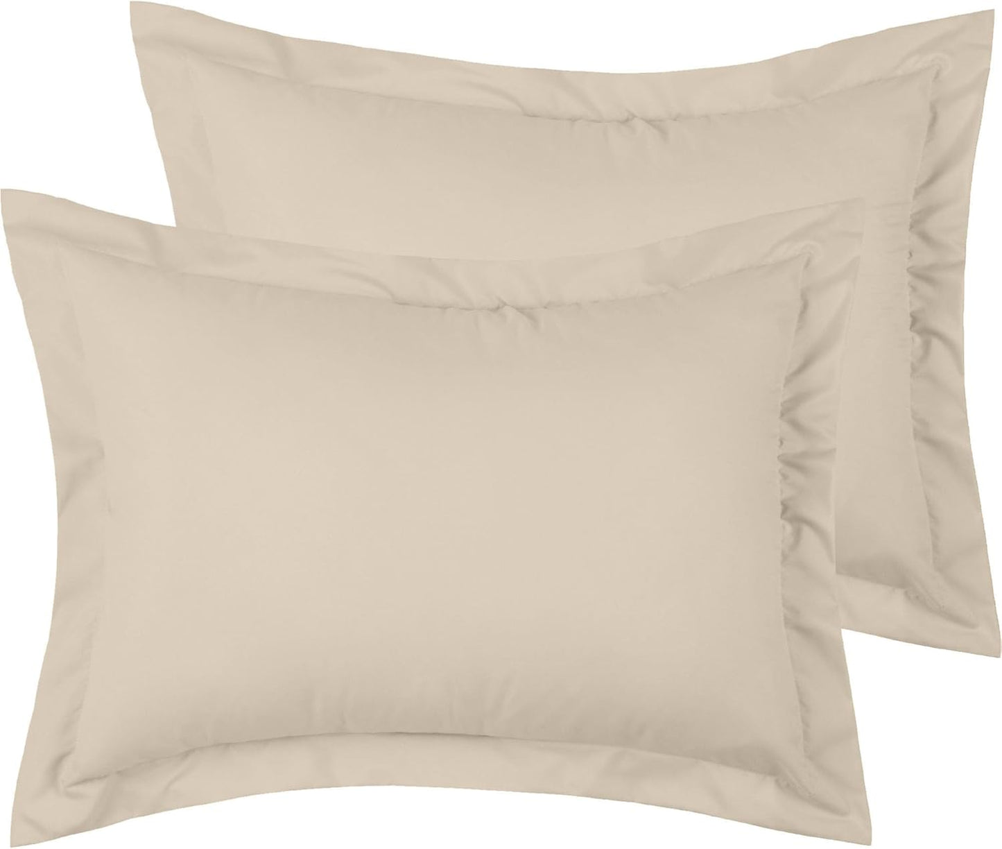 Pillow Shams Set - 2 PC Iconic Collection Decorative Pillow Covers - Soft, Cooling, Wrinkle, Fade, Stain Resistant - Luxury Bed Accessories (King 20" X 36", Beige)
