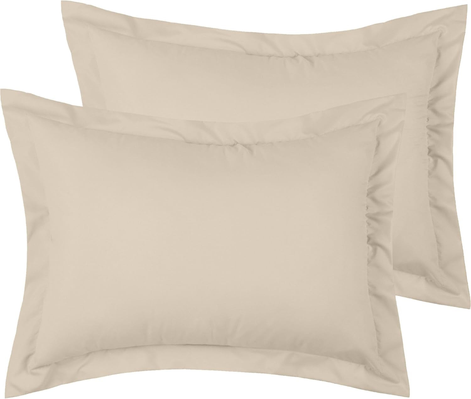 Pillow Shams Set - 2 PC Iconic Collection Decorative Pillow Covers - Soft, Cooling, Wrinkle, Fade, Stain Resistant - Luxury Bed Accessories (King 20" X 36", Beige)