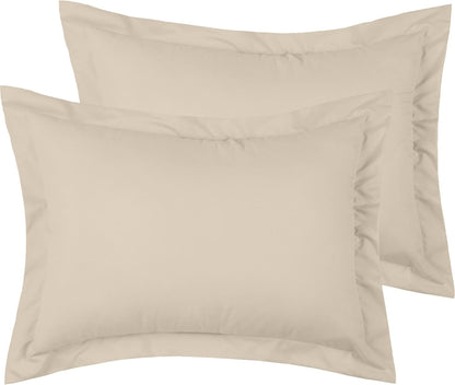 Pillow Shams Set - 2 PC Iconic Collection Decorative Pillow Covers - Soft, Cooling, Wrinkle, Fade, Stain Resistant - Luxury Bed Accessories (King 20" X 36", Beige)