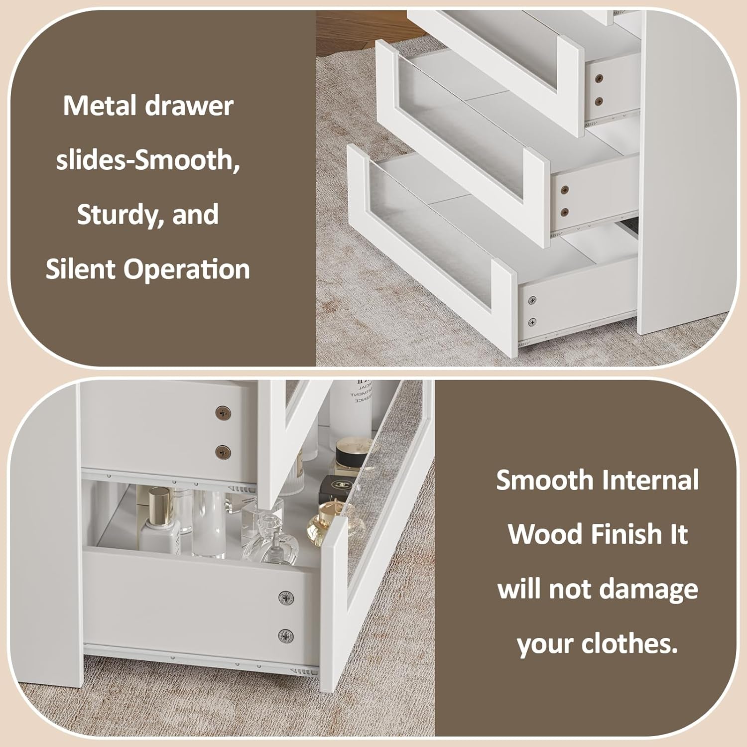Closet Island with Drawers, Wardrobe Armoire Bedroom Island, Glass Display Shelf & 12 Drawers, White Dresser with Glass Top, Walk-In Closet Island for Bedroom, Cloakroom