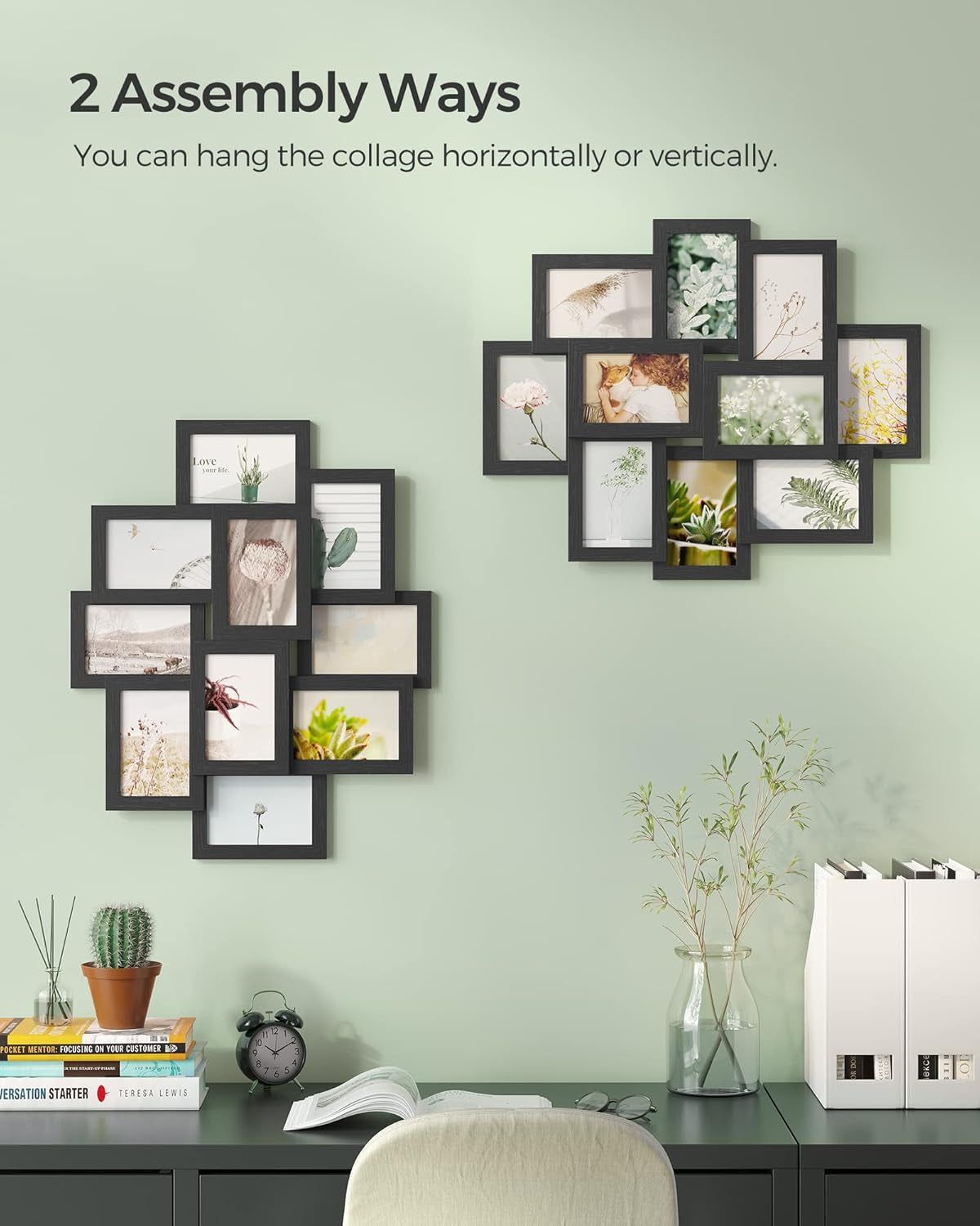 4X6 Collage Picture Frames for Wall Decor, 10 Pack Family Photo Collage Frame Set for Gallery, Glass Front, Assembly Required, Ink Black URPF20BK