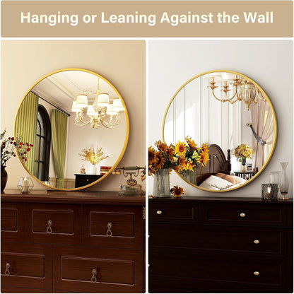 round Mirror 19.6 Gold Wall Mounted Circle Mirrors Vanity Mirror with Brushed Aluminum Alloy Frame Modern Decoration for Bathroom, Living Room, Vanity, Bedroom, Entryway