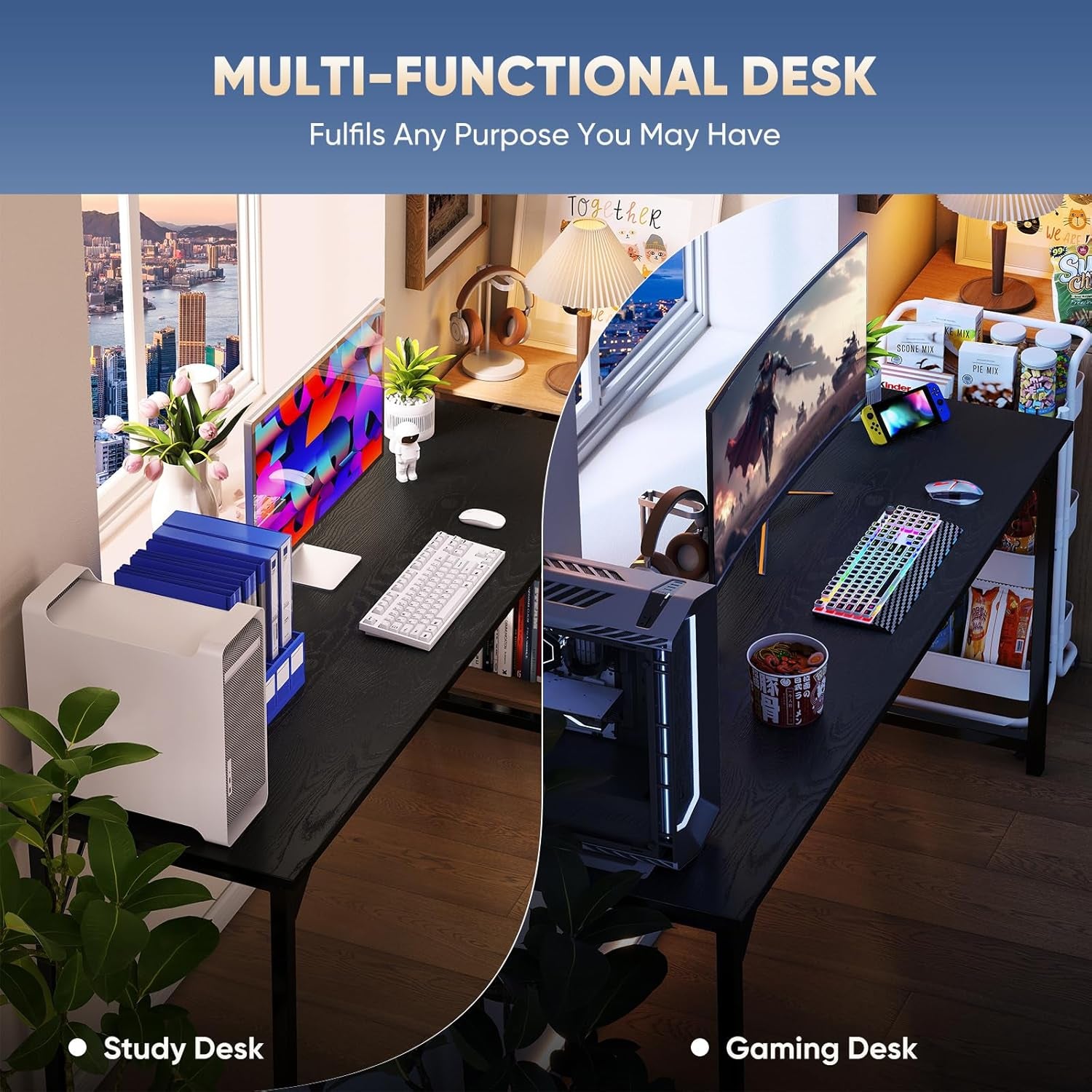 32 Inch Office Small Computer Desk Modern Simple Style Writing Study Work Table for Home Bedroom - Wood Black