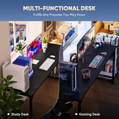 32 Inch Office Small Computer Desk Modern Simple Style Writing Study Work Table for Home Bedroom - Wood Black