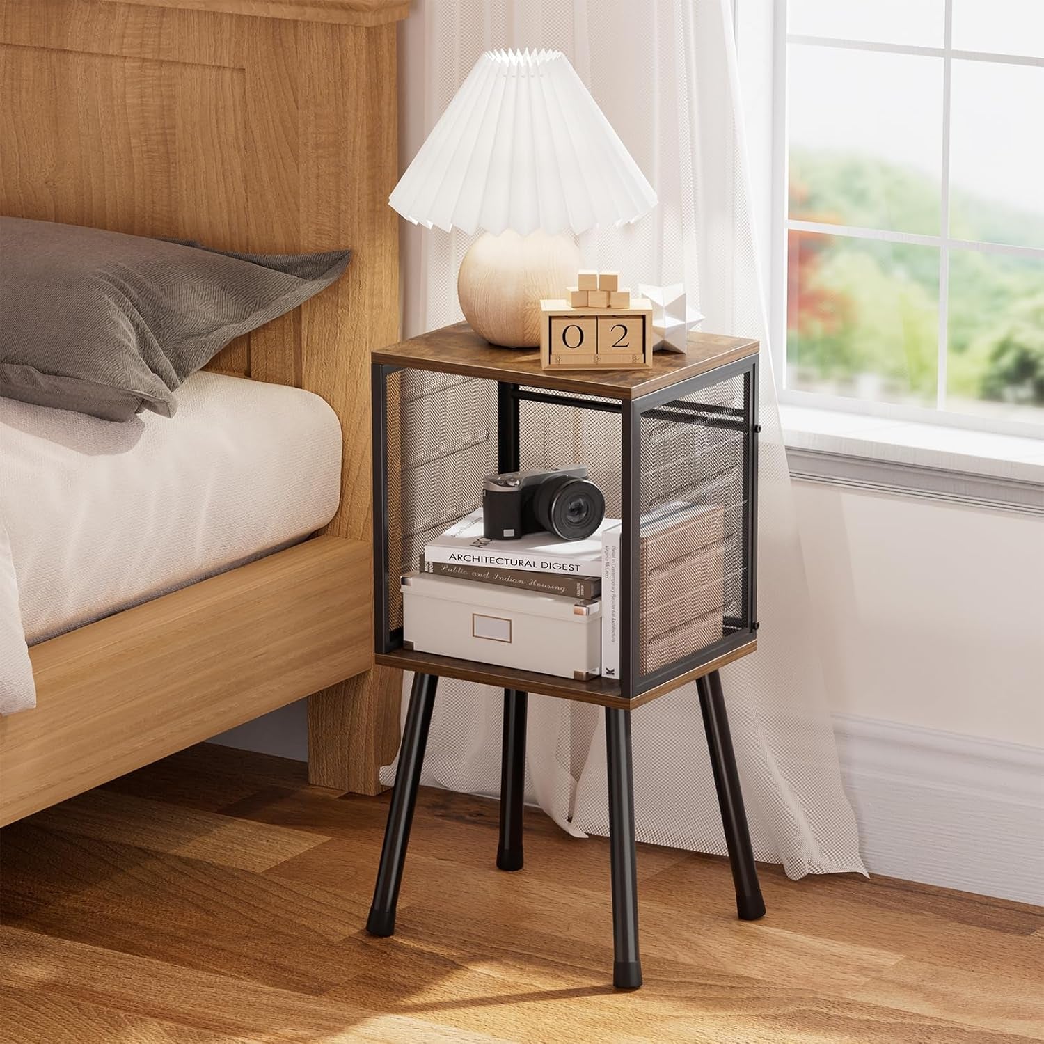 Record Player Stand, Vinyl Record Storage Holds up to 100 Albums, Record Holder Display Shelf, Organizer Table for Living Room, Rustic Brown