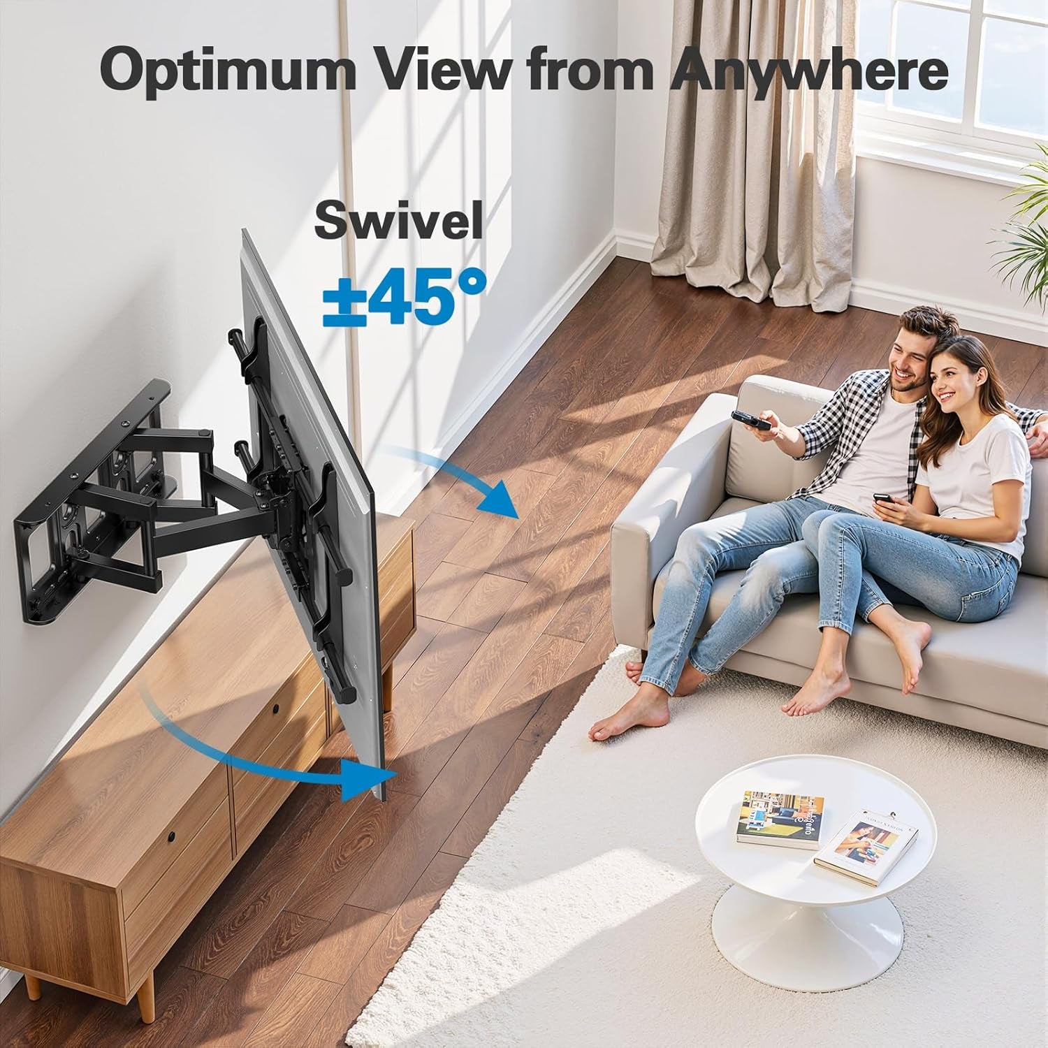 Full Motion TV Wall Mount for 37-75 Inch Tvs up to 132 Lbs, TV Mount with Swivel Articulating Arm, Wall Mount Bracket Fits 12"/16" Wood Studs, Tool-Free Tilt, Max Vesa 600X400Mm