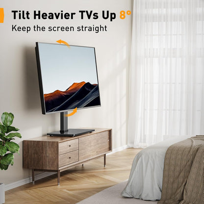 TV Stand Mount, Universal Swivel TV Stand for 32–65 Inch LCD/LED/OLED Tvs up to 88 Lbs, TV Legs with Tempered Glass Base, Height Adjustable TV Base Stand with Tilt, Max VESA 400X400Mm
